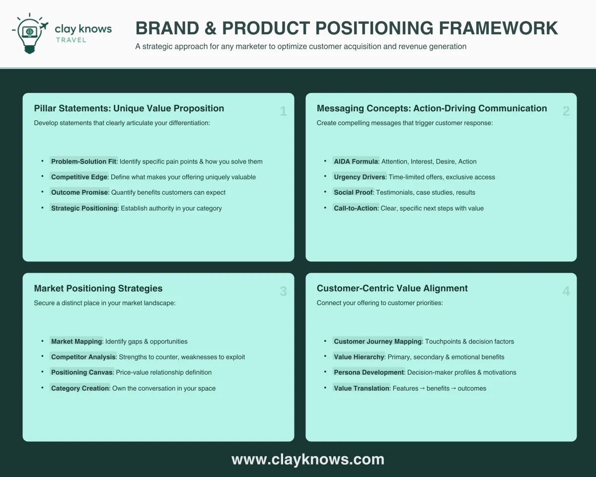 Clay Knows Travel free brand and product positioning guide.