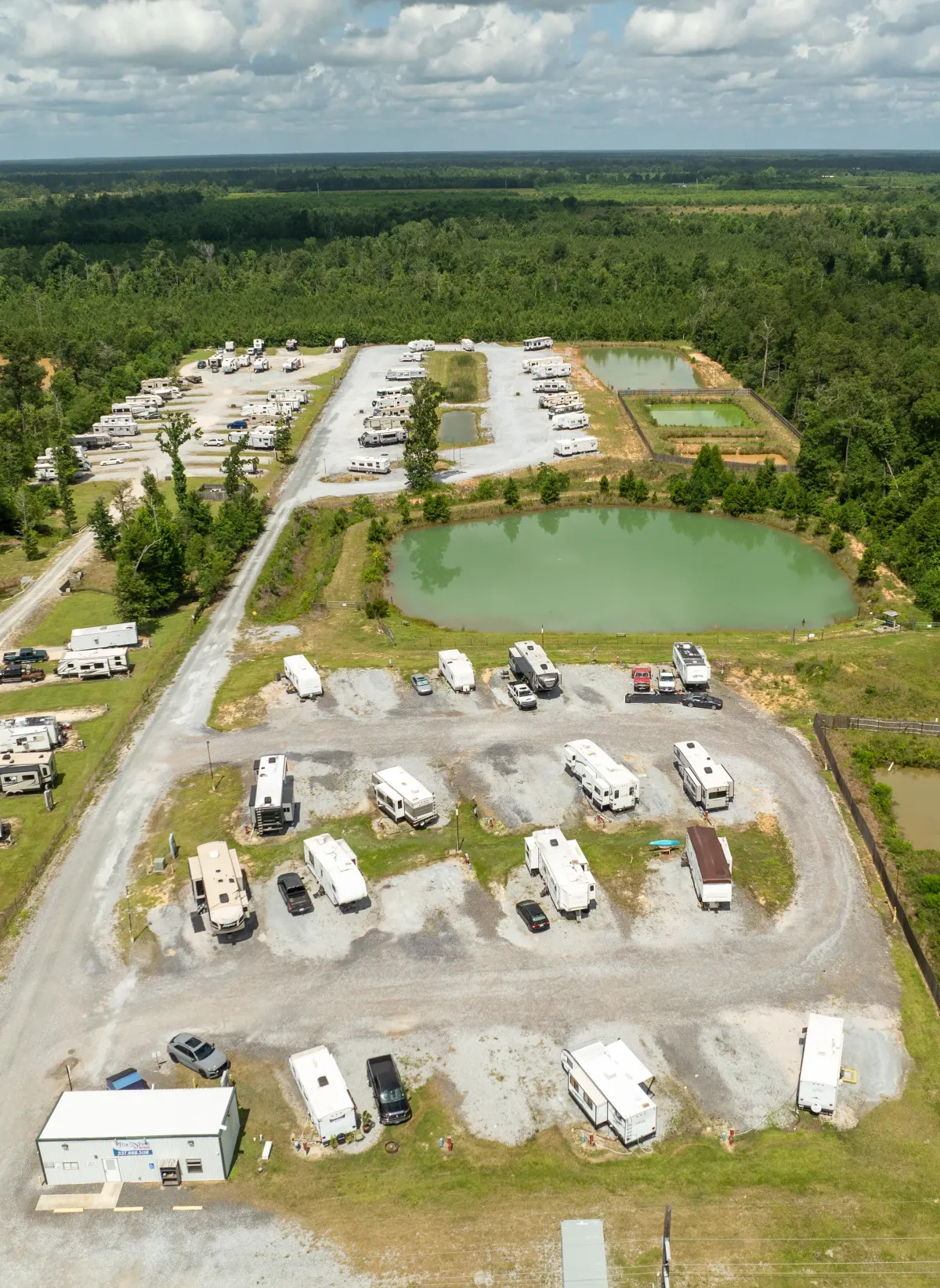 Welcome Sign for Fish Pond RV Park