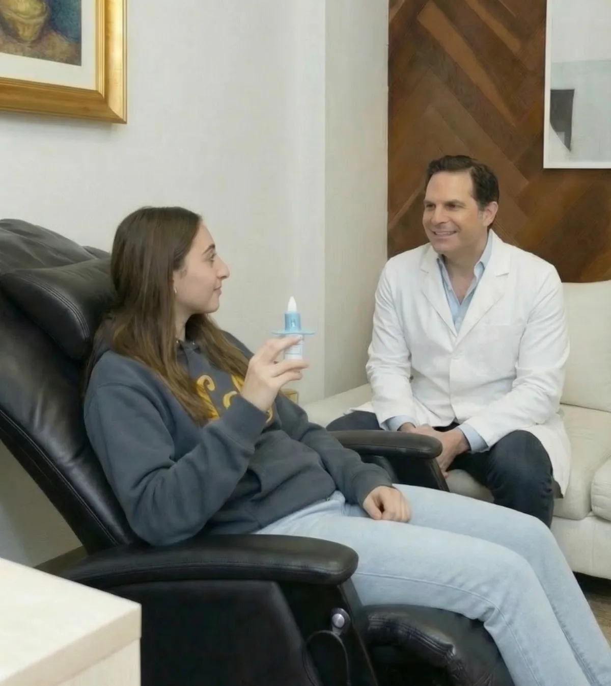 talking with patient before her first spravato session