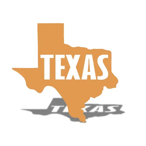 Texas state outline with "TEXAS" text overlay, symbolizing the location for sugaring training classes offered by Love2Sugar.