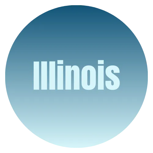 Illinois silhouette with "Illinois" text and "CALIFORNIA" in a stylized font, representing regional identity for sugaring training classes.