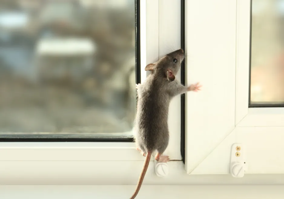 Rat moving beside an exterior foundation wall