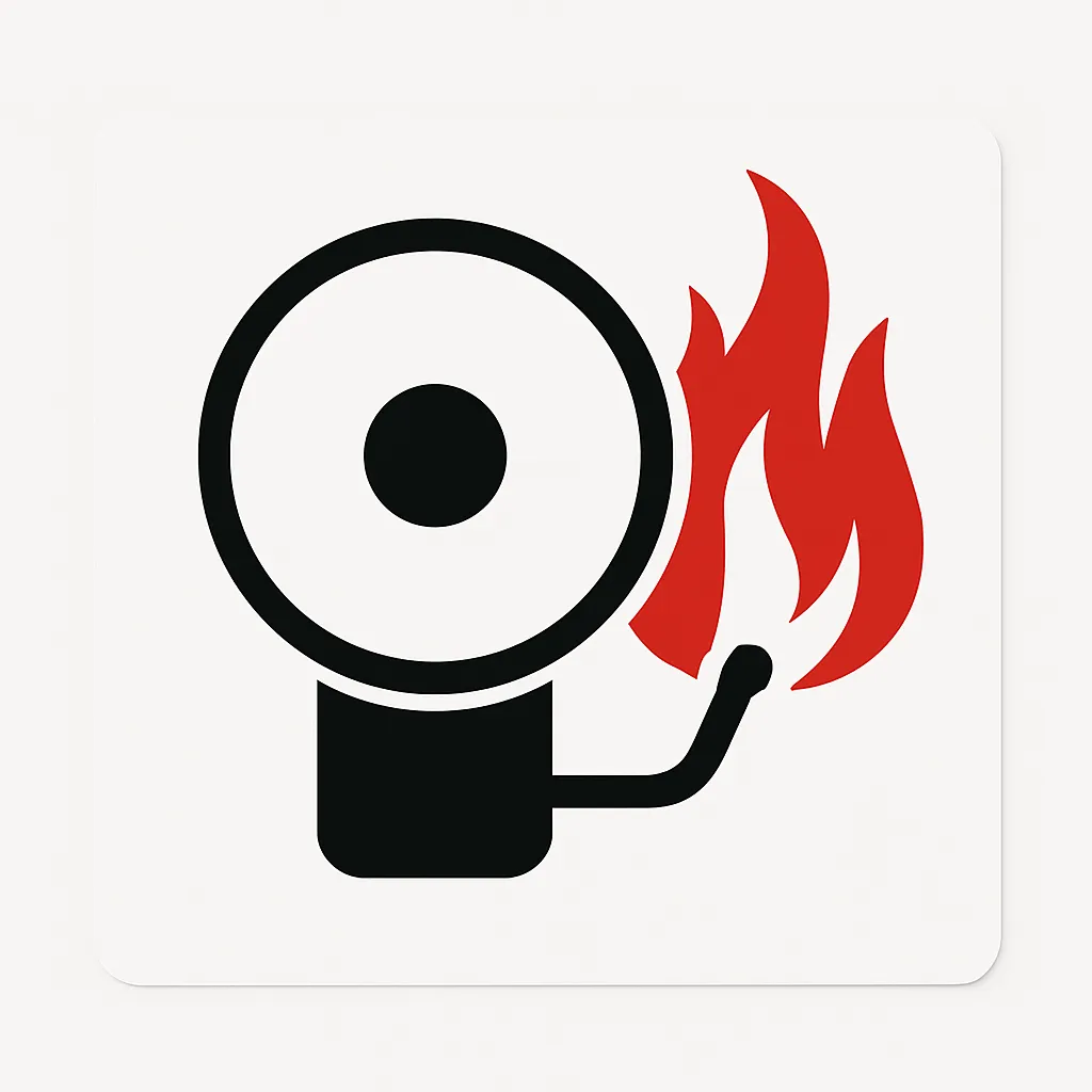 Fire alarm icon with flames – early smoke and heat detection system