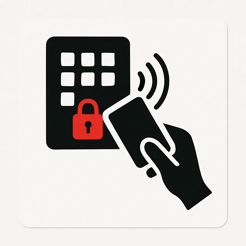 Keycard and reader icon – secure access control and door entry system