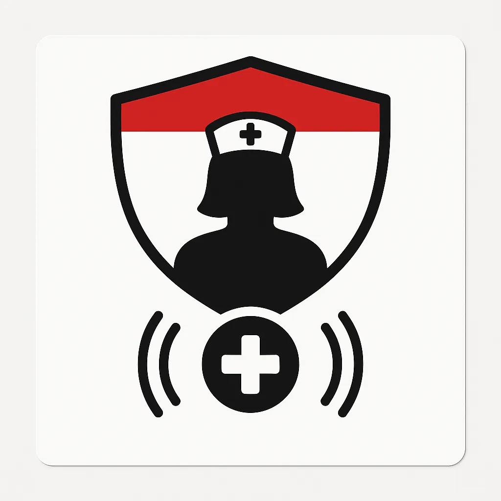 Nurse silhouette with cross symbol – nurse and care call alert system