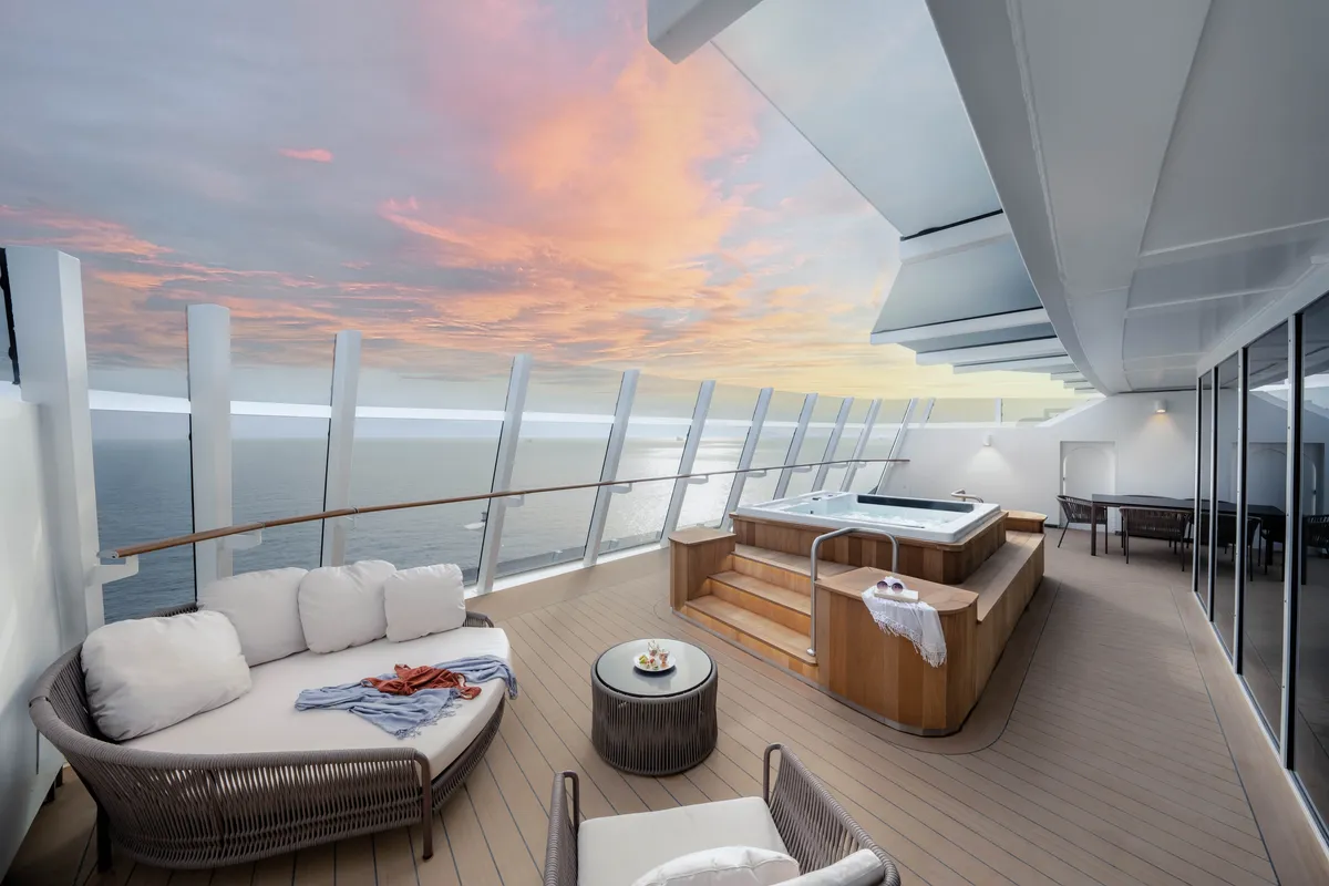 Luxury cruise ship suite and premium cruise experience