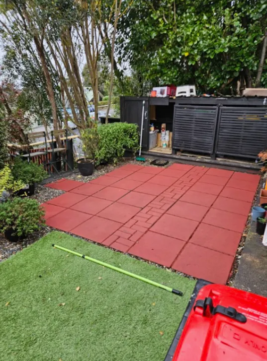 Garden makeover with paving and lawn care