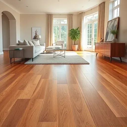 Freshly installed high-quality hardwood flooring with warm tones and detailed grain in a modern sunlit Charleston living room