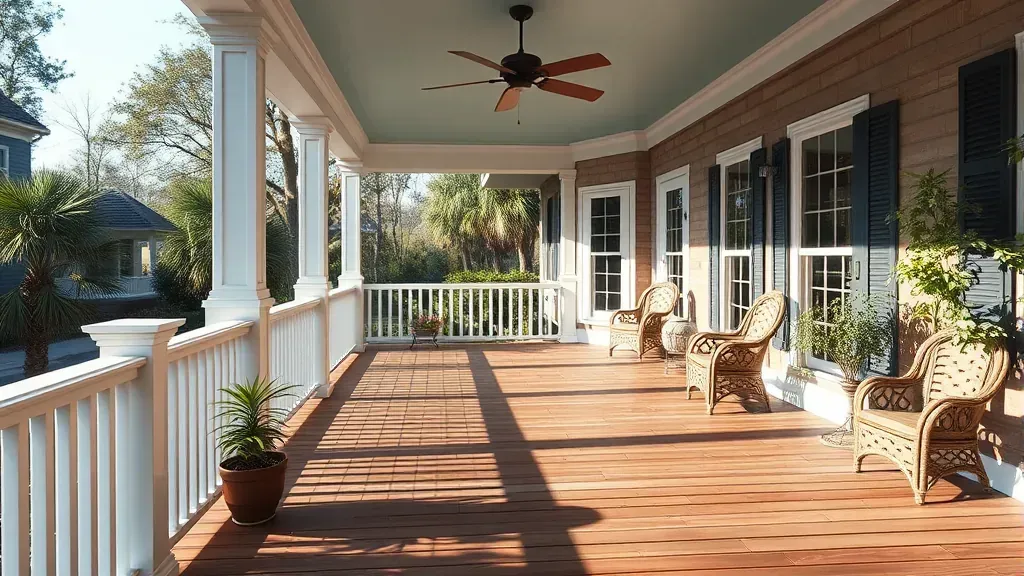 Decks and Porch projects showcasing beautiful homes in Charleston, SC with stylish designs and vibrant colors