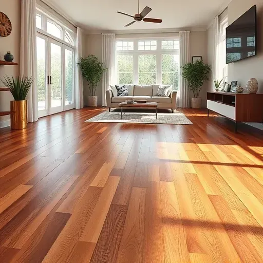 Freshly installed polished hardwood flooring in a modern Charleston living room with natural sunlight and elegant decor