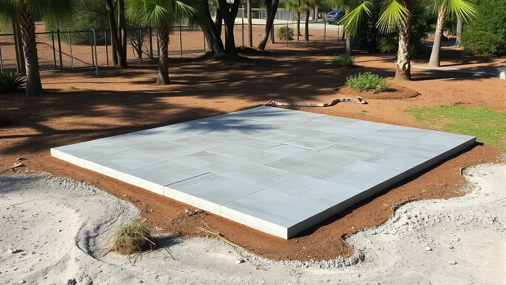 Concrete slab removal project in Myrtle Beach SC showcasing workers and equipment on-site.