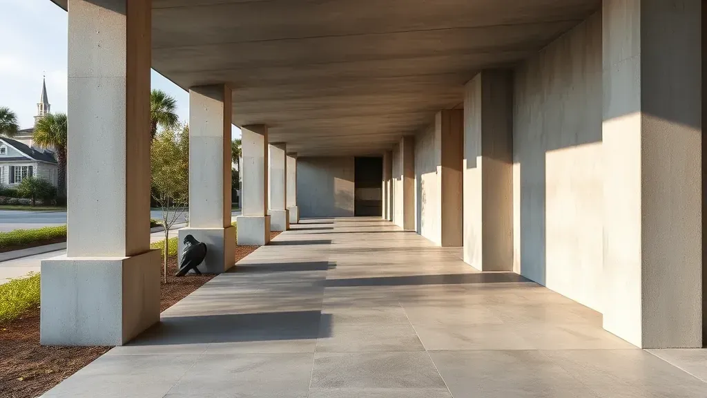 Concrete Work projects in Charleston SC showcasing various styles and finishes in a vibrant urban setting