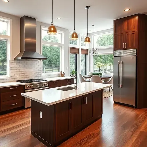 Recently remodeled Charleston kitchen with dark wood cabinets quartz countertops stainless steel appliances and natural light