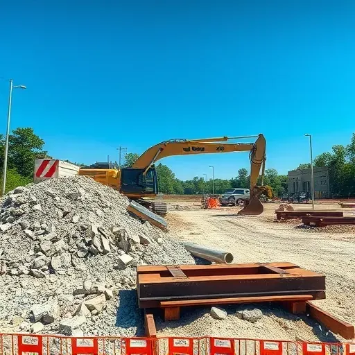 Completed demolition site in Five Forks SC with cleared debris, safety signs, lush greenery, and clear blue sky.