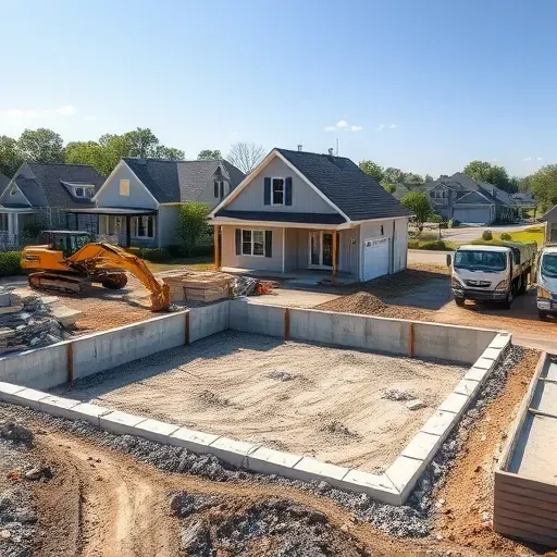 Recently demolished Charleston house site with debris, construction equipment, neighborhood background, and clear skies