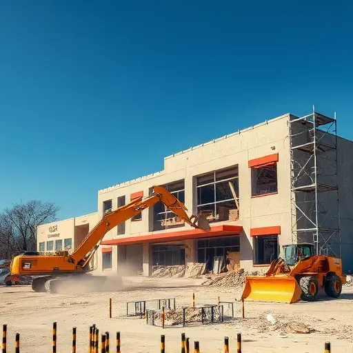 Demolition site in Five Forks SC with debris, machinery, and clear skies showcasing a successful commercial teardown.