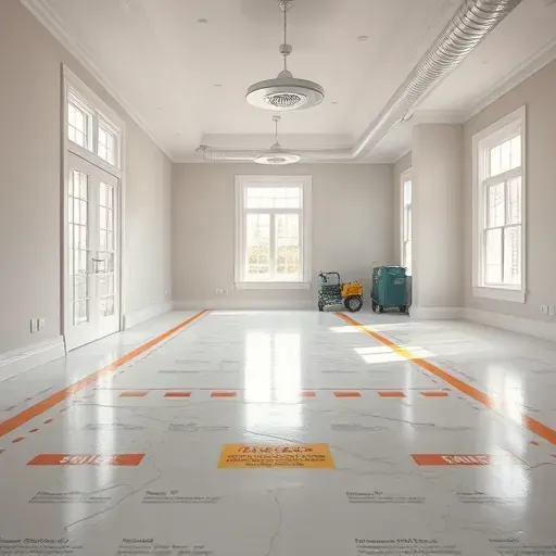 Clean modern interior after asbestos removal in Charleston SC with painted walls sealed floors safety zones and bright natural light