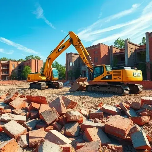 Demolition site in Aiken SC with heavy machinery and debris reflecting a professional transformation process.