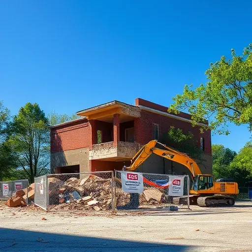 Completed demolition site in Fort Mill SC with debris organized, machinery parked, and greenery contrasting rubble.