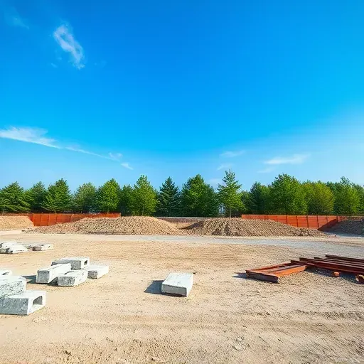 Completed demolition site in Greenville SC with cleared ground, debris arranged, blue sky, and trees indicating readiness for development.