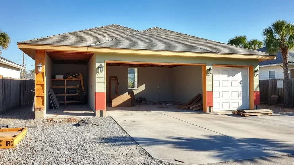 Garage demolition project in Myrtle Beach SC showcasing the process and equipment used.