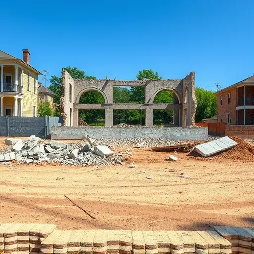 Demolition site in Lexington SC with debris, smoothed dirt, and greenery highlighting area’s character and progress.