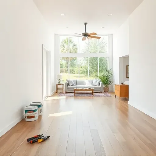 Finished Charleston interior with seamless drywall, pristine matte white paint, natural light, hardwood floors, coastal windows