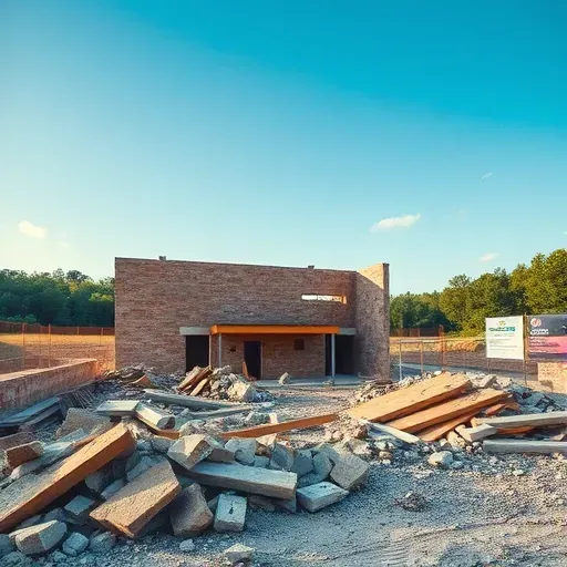 Completed demolition project in Taylors SC highlighting debris textures, organized site, and clear blue sky.