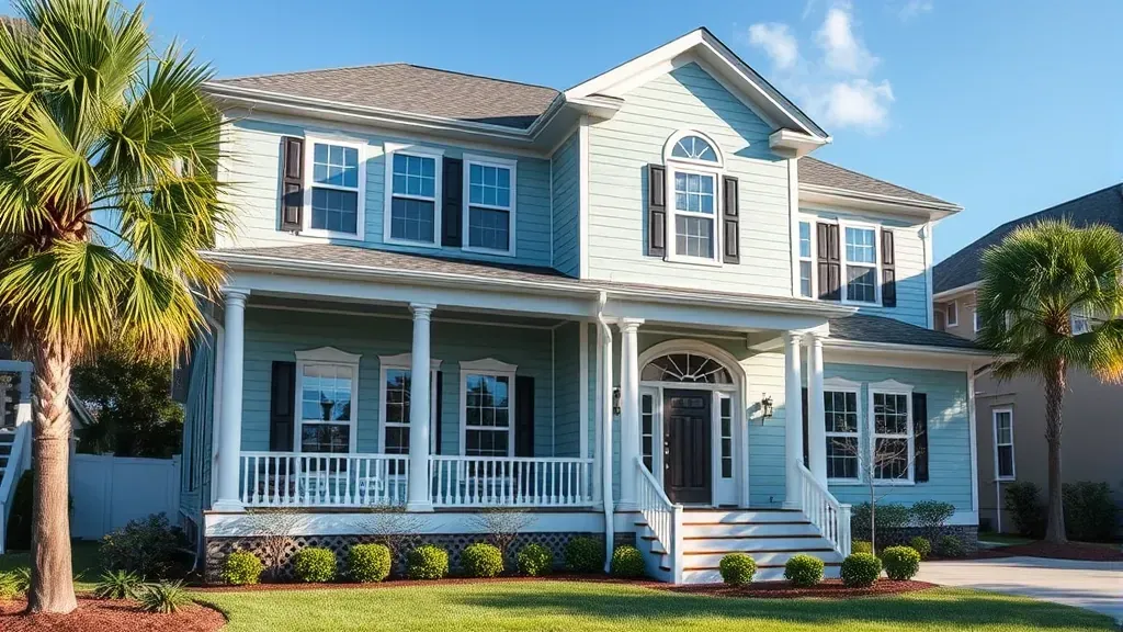 Exterior painting project showcasing vibrant colors in Myrtle Beach, SC.