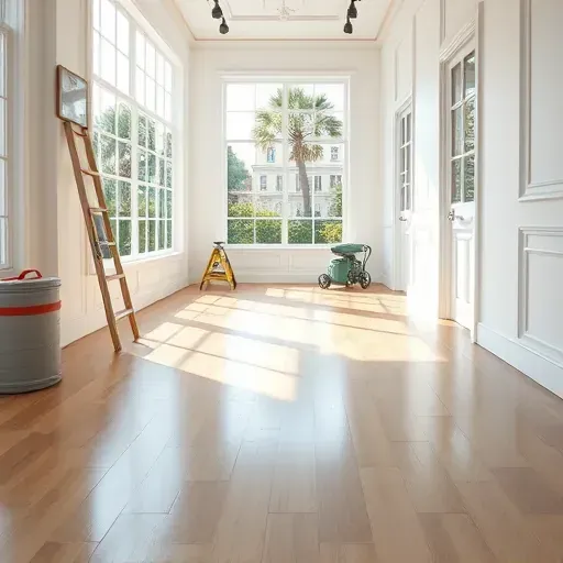 Pristine indoor space in Charleston SC with clean floors, sealed walls, natural sunlight, scenic view, and organized mold remediation tools