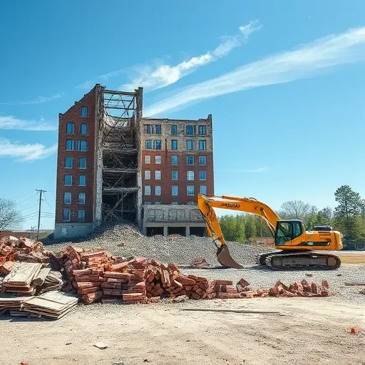 Demolition site in Simpsonville SC with heavy machinery and debris highlighting professional demolition services.