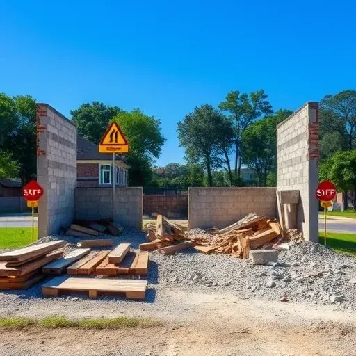 Completed demolition site in Summerville SC with neatly arranged debris and vibrant blue sky, emphasizing professionalism.