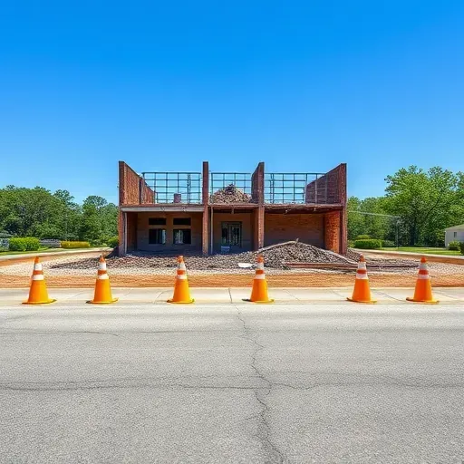Completed demolition site in Goose Creek SC with clean asphalt and yellow cones, showcasing professional work and safety.