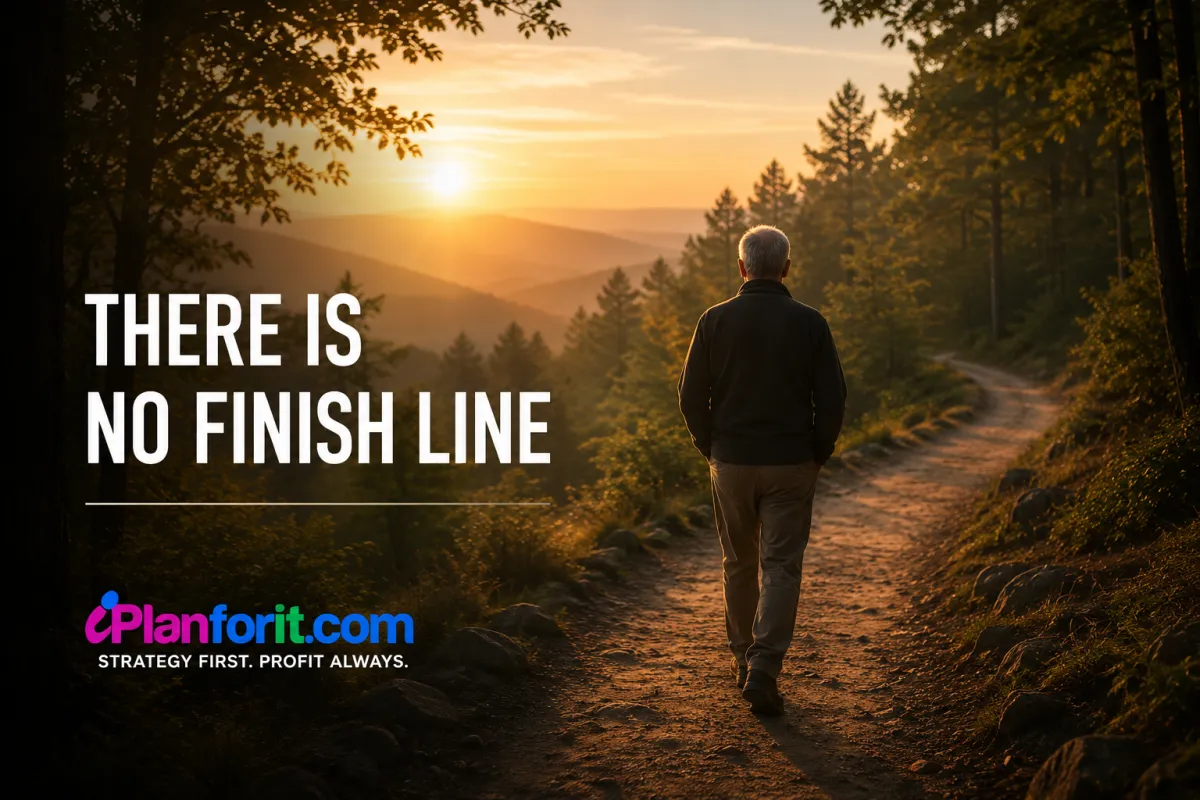Business owner walking on a trail and thinking of how he can reinvent himself