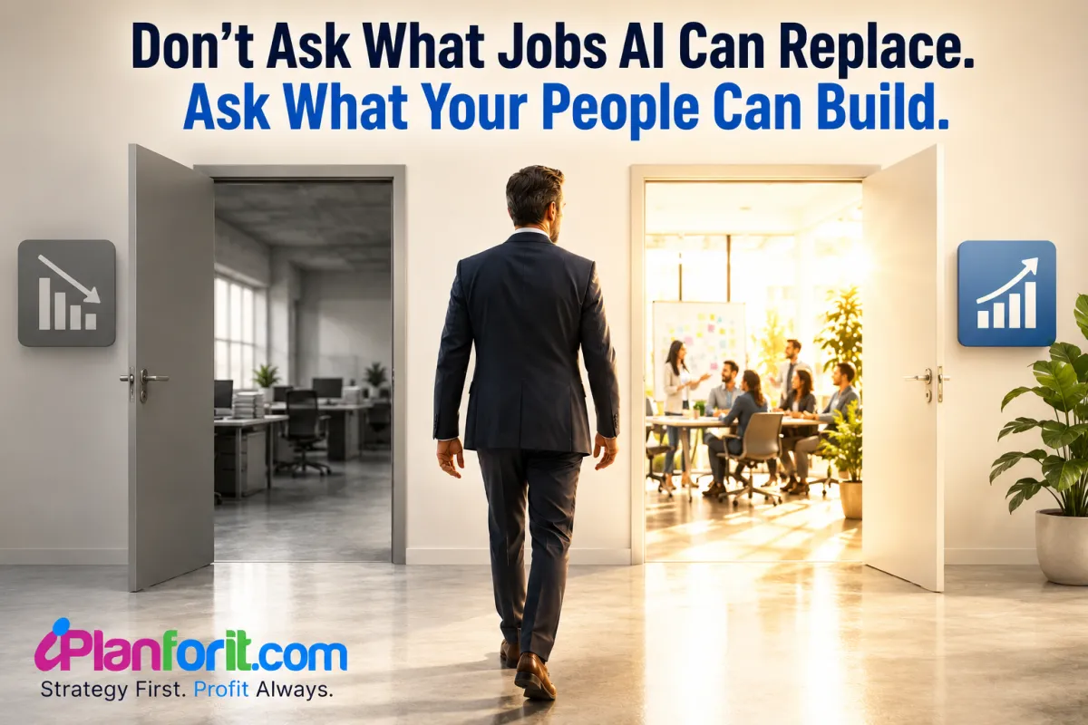 CEO walking into a conference room to make AI decisions