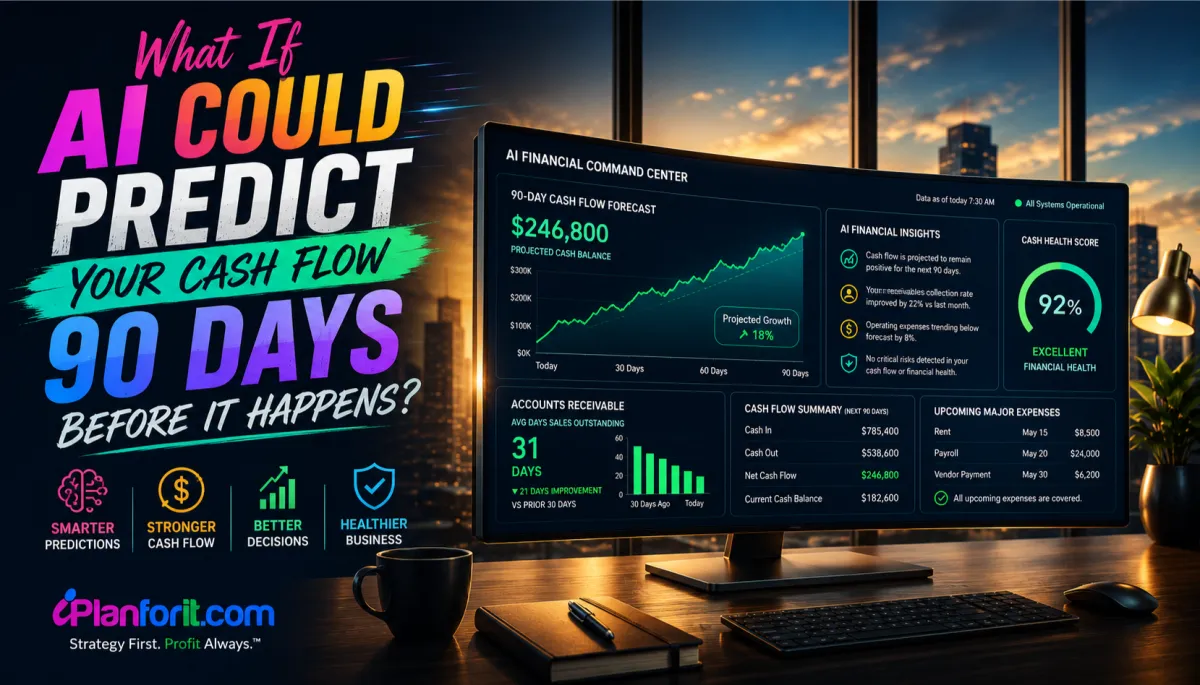 AI showing a chart with 90 days prediction of cash flow