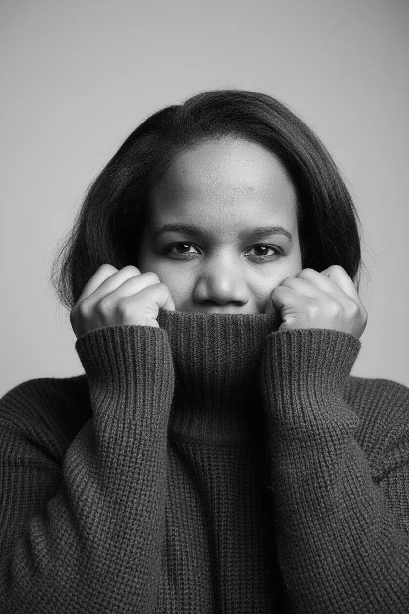 Portrait calme dans un espace de travail domestique, détendu et intentionnel, illustrant un impact personnel ancré.