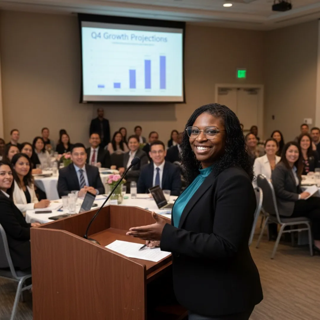 Woman presenting to a group