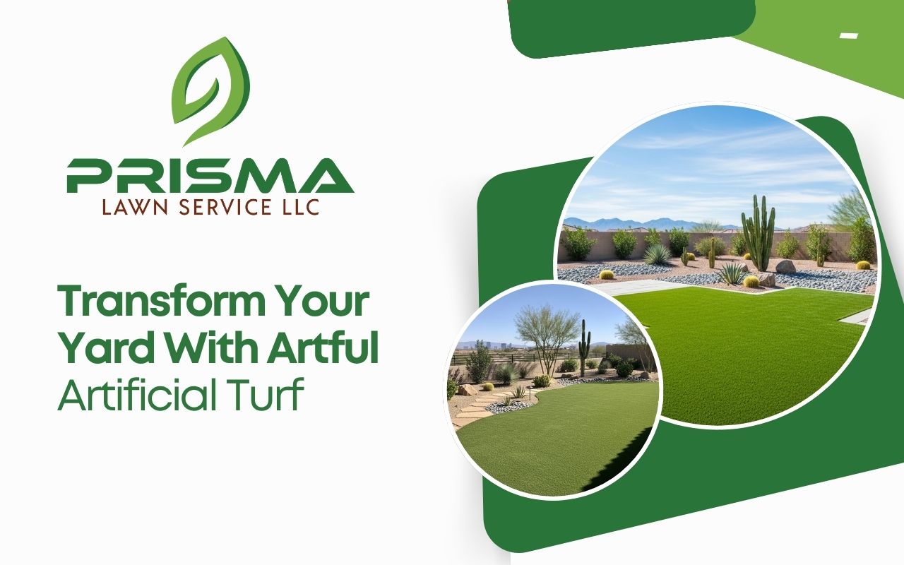 Artificial turf in Las Vegas backyard with clean desert landscaping