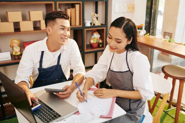 small business owners in shop