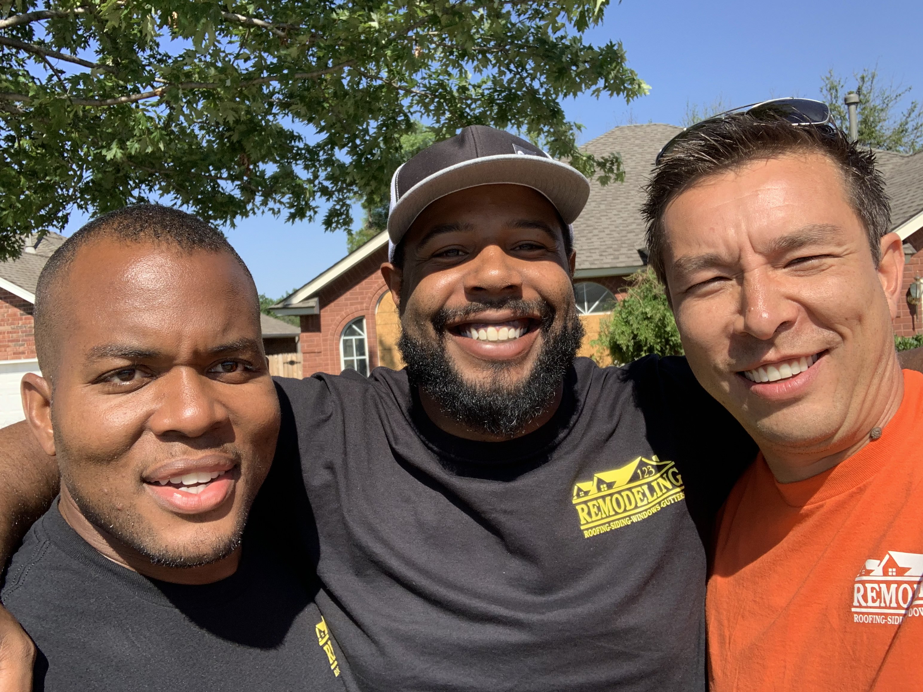 123 Remodeling LLC roofing team on site in Oklahoma City after completing a roof replacement project