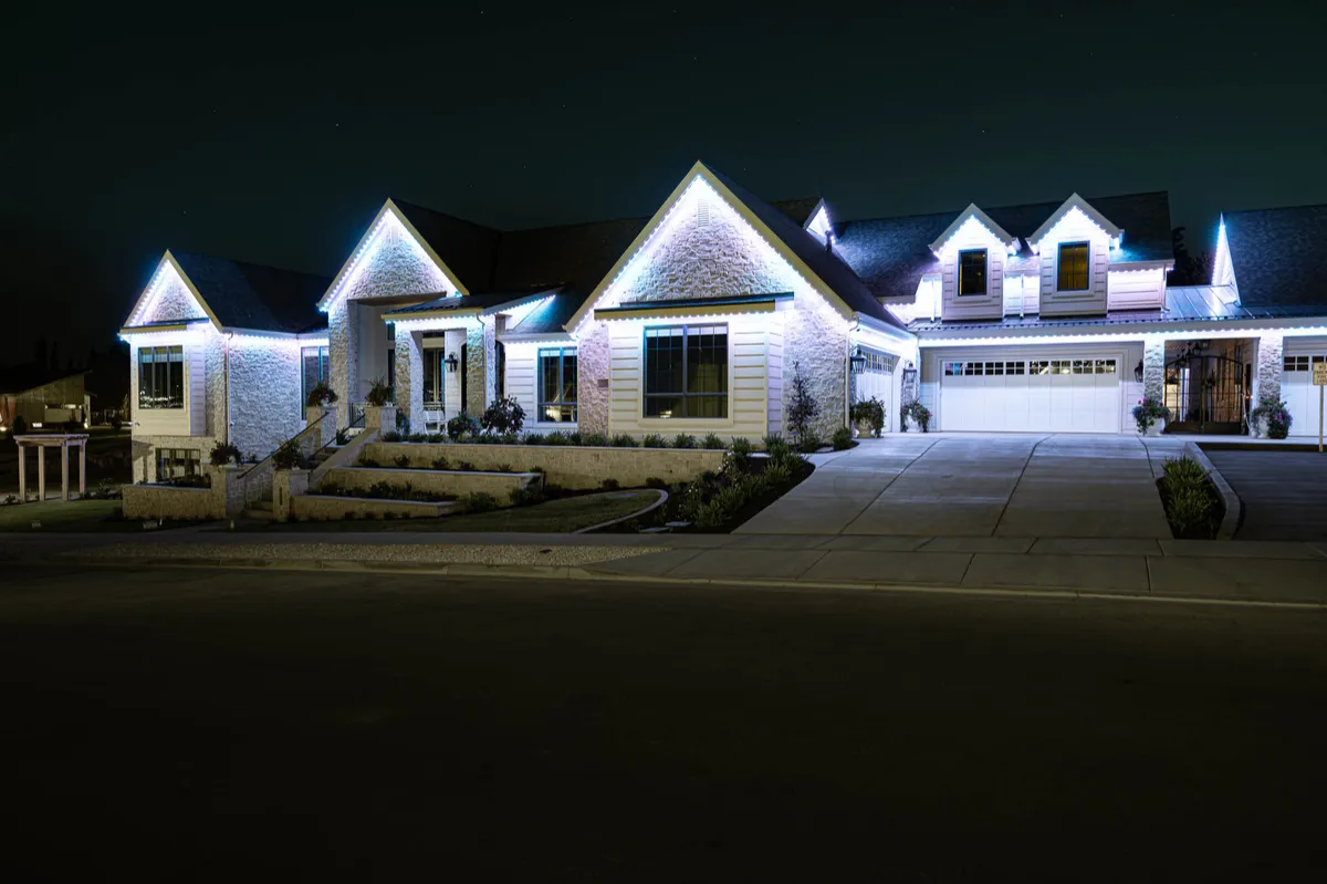 Product example: home with permanent roofline lighting