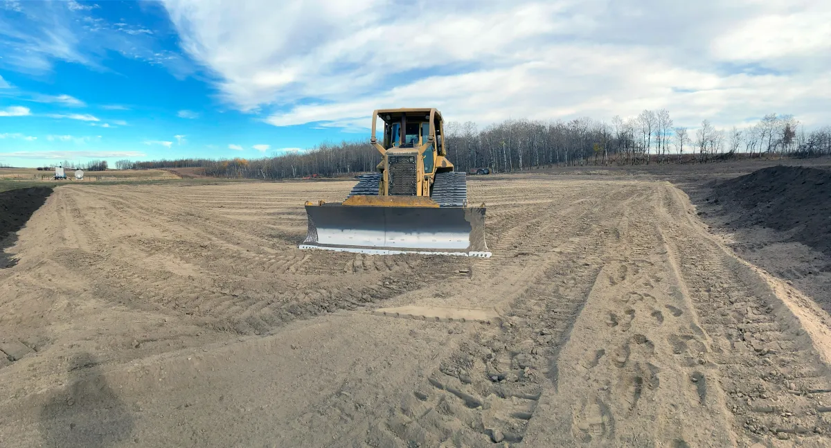Dozer grading a gravel base