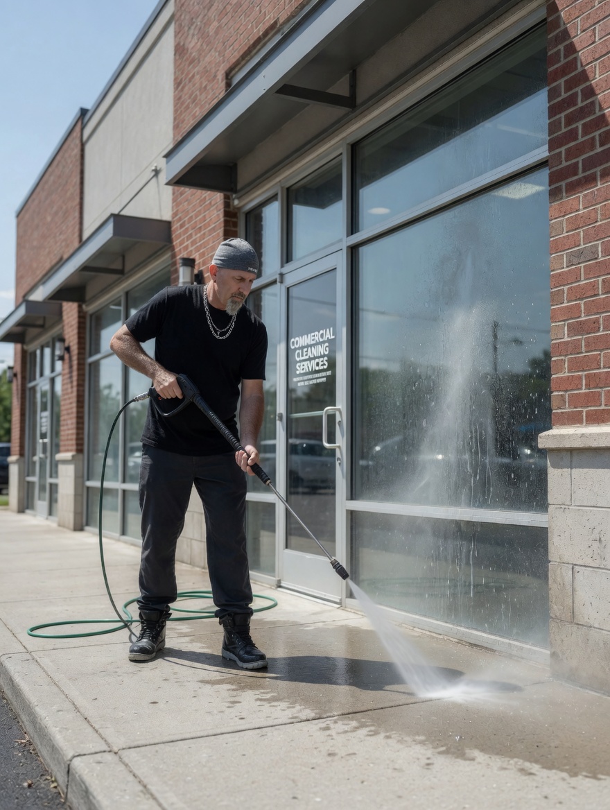 Commercial building pressure washing in Aurora, CO