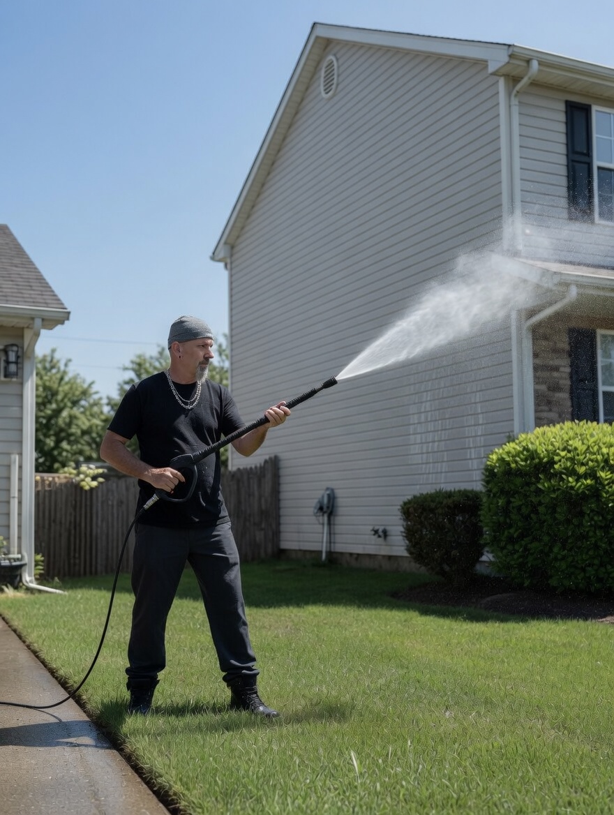 Soft washing a home in the Denver metro area