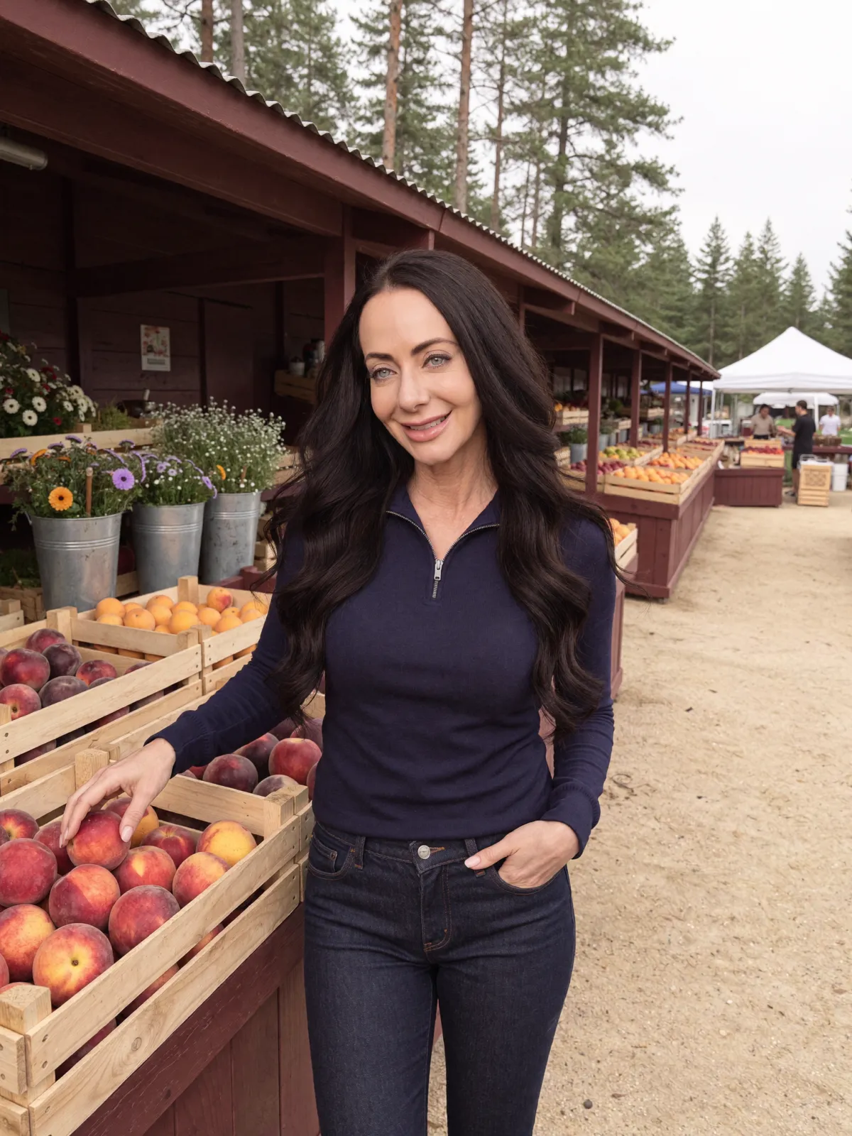 Jen Sells choosing fresh produce at a north Idaho farm stand