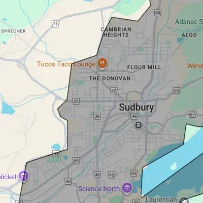 West End of Sudbury Snow Blowing Service Area | Snow and Mow Pros