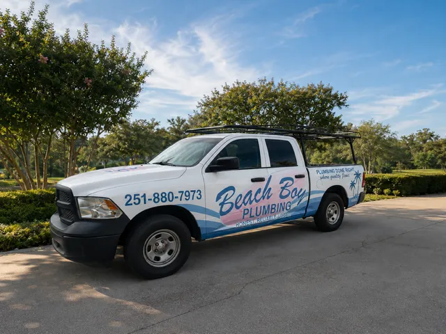 Truck Photo Placeholder – Replace with wrapped Beach Boy Plumbing truck