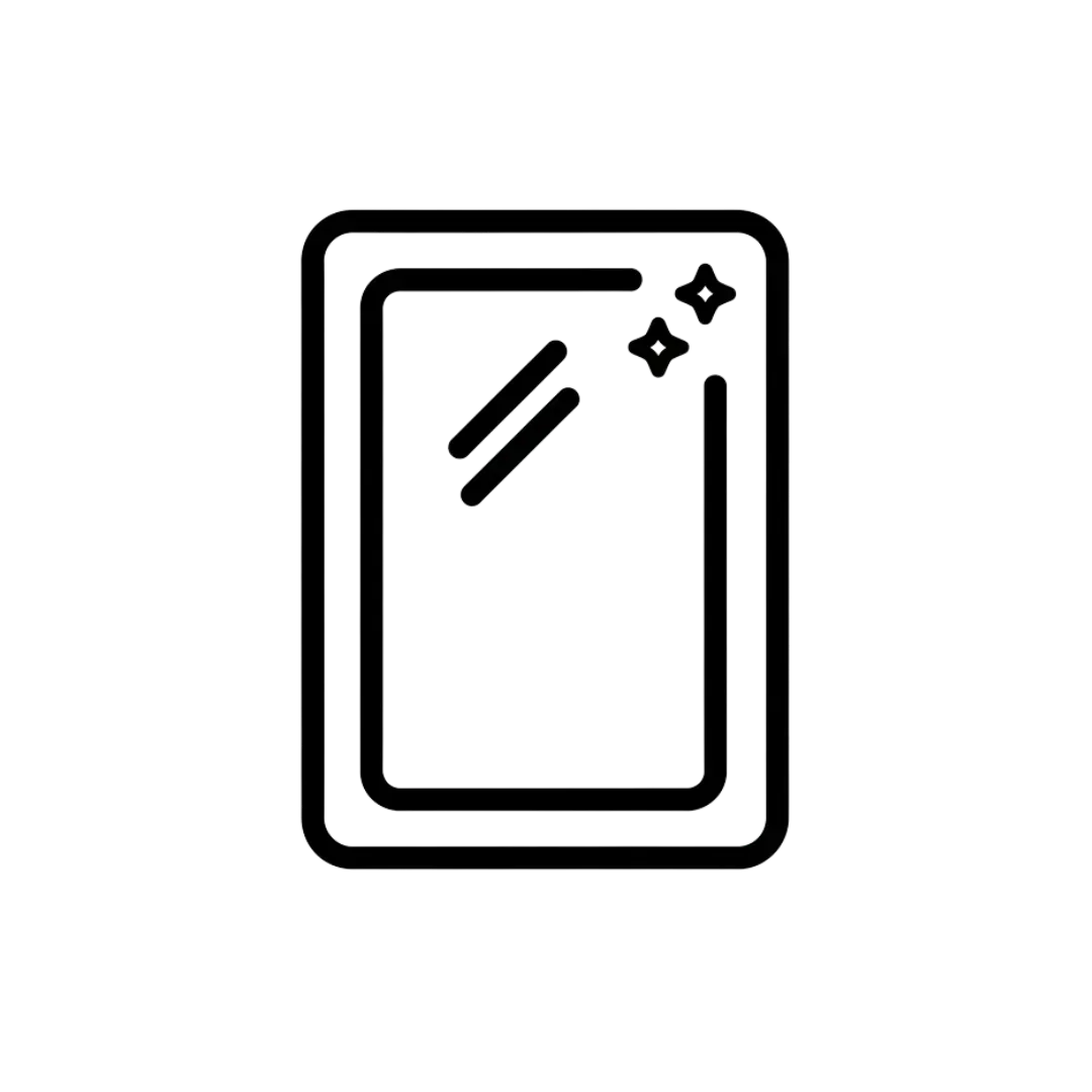 frameless vanity mirror with bevelled edge