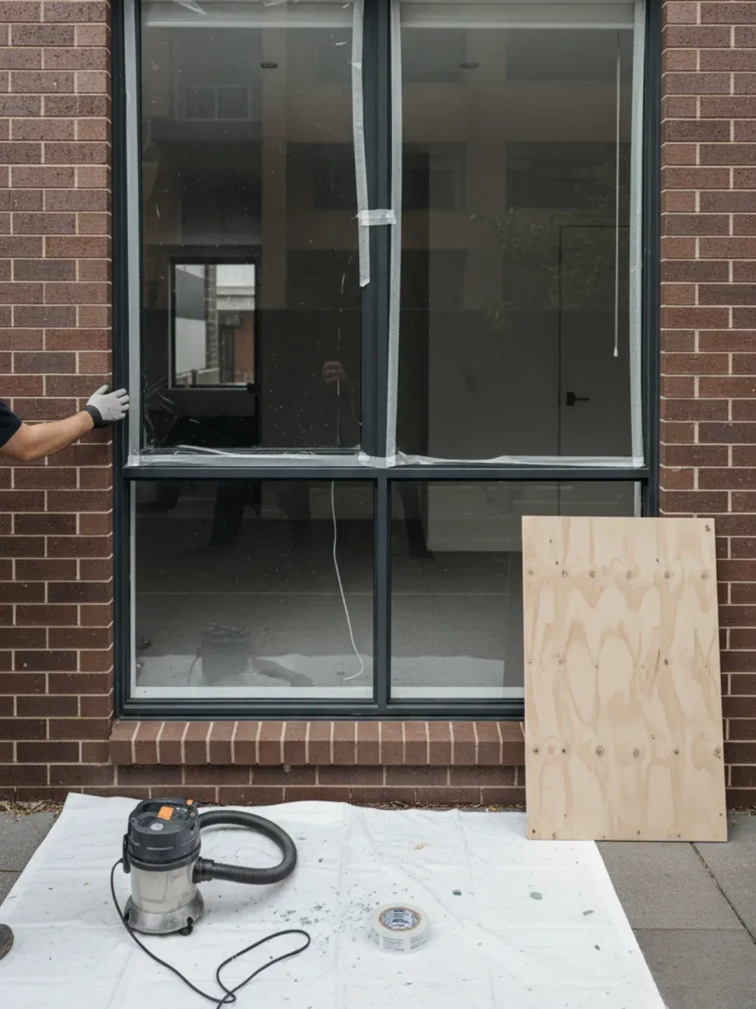 Emergency make-safe service in Ascot securing a broken window with temporary protection and safe cleanup.